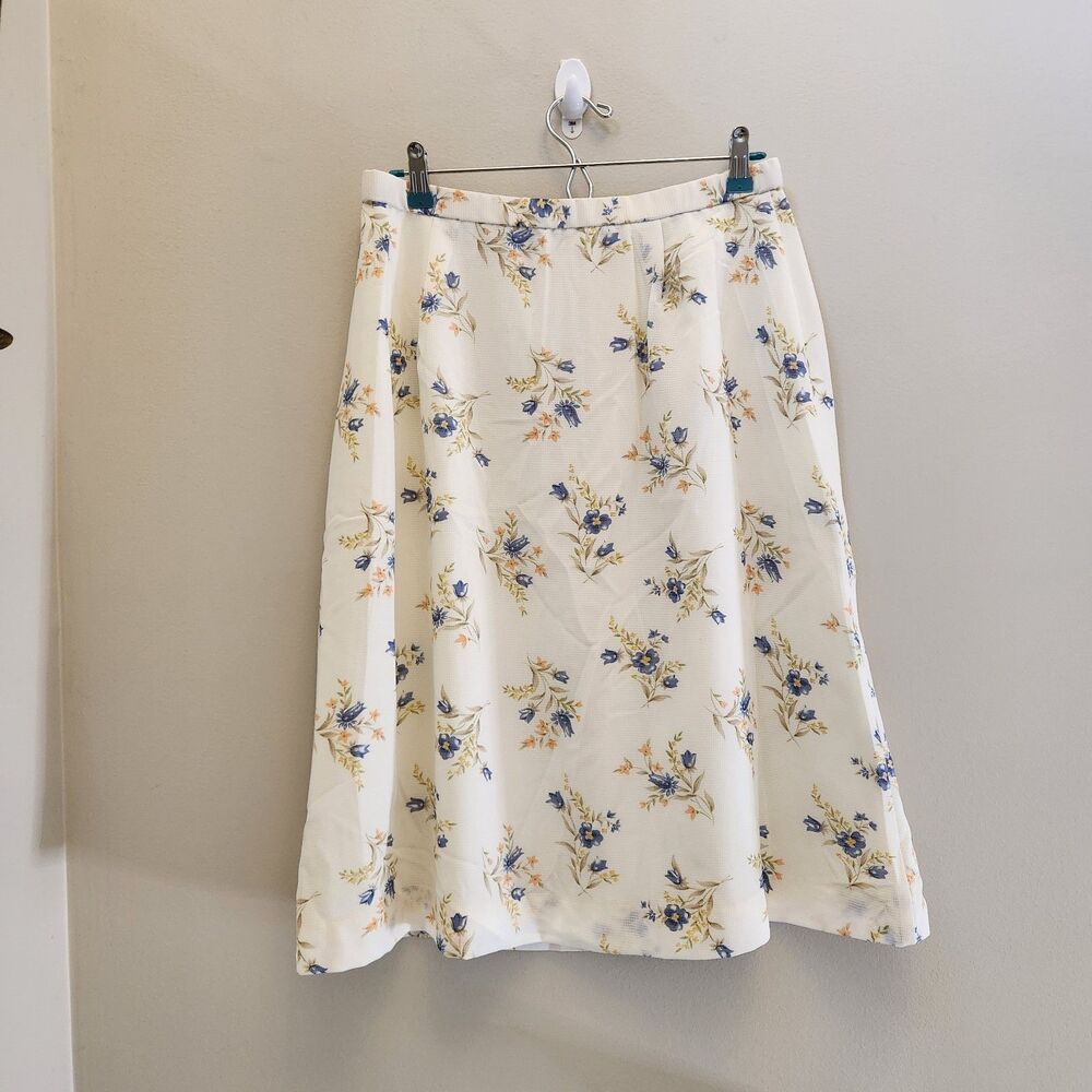 Vtg Cream Dainty Floral Pendleton Maxi Skirt Womens Sz 14 Cottage Prarie Peasant